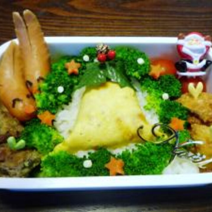 クリスマスリースとトナカイさん弁当